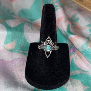 Silver and Blue Vintage Filigree Ring